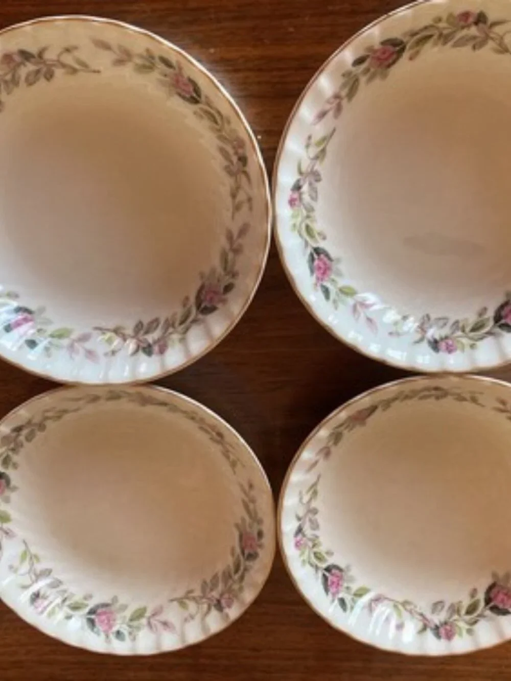 4 Vintage Creative Fine China Regency Pink Rose Fruit Bowls 5.5